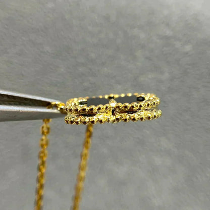 [Shinejoy]CLOVER 15MM BLACK ONYX SINGLE FLOWER NECKLACE