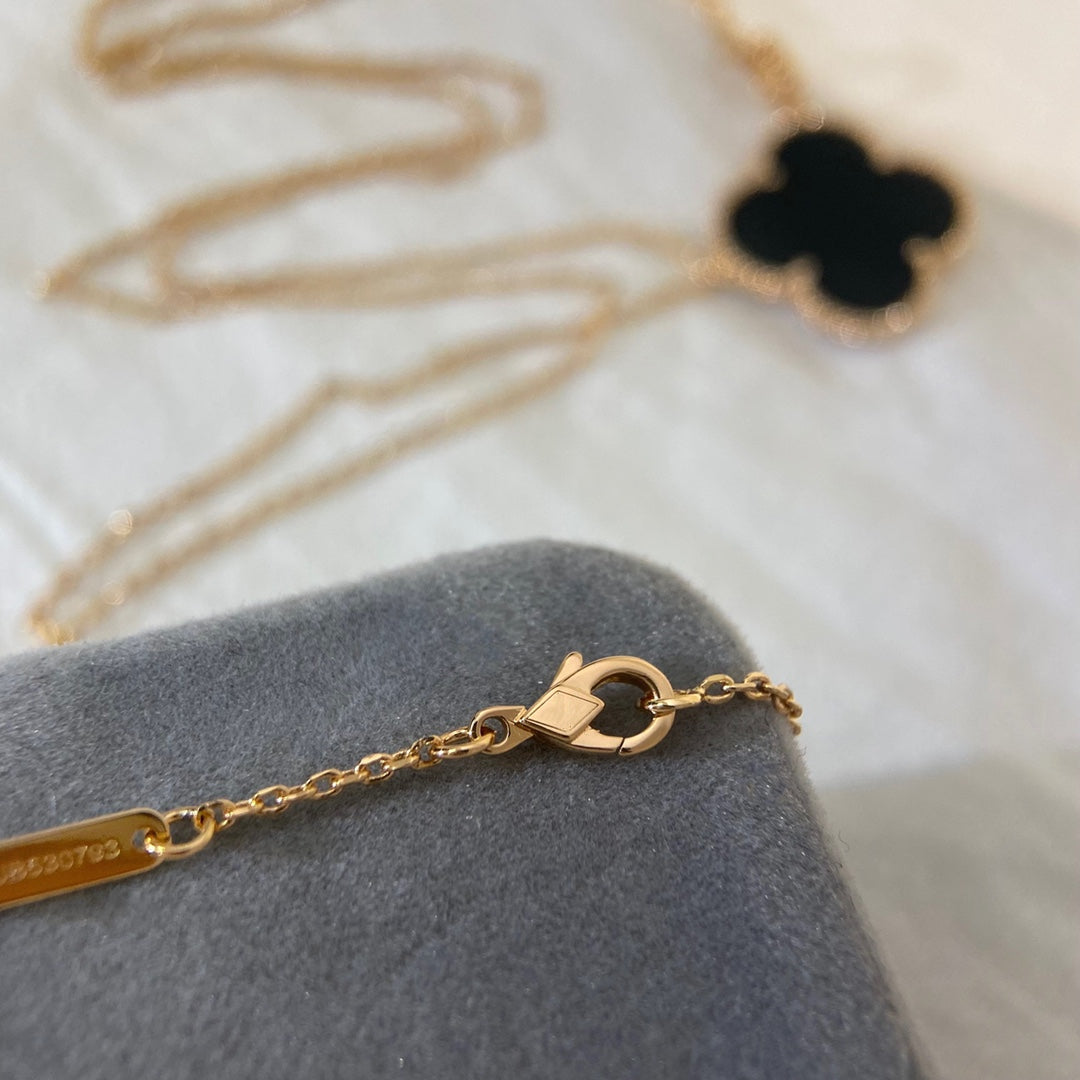 [Shinejoy]CLOVER 25MM NECKLACE GOLD ONYX