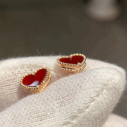 [Shinejoy]HEART CARNELIAN STUD EARRINGS