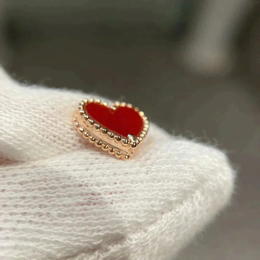 [Shinejoy]HEART CARNELIAN STUD EARRINGS