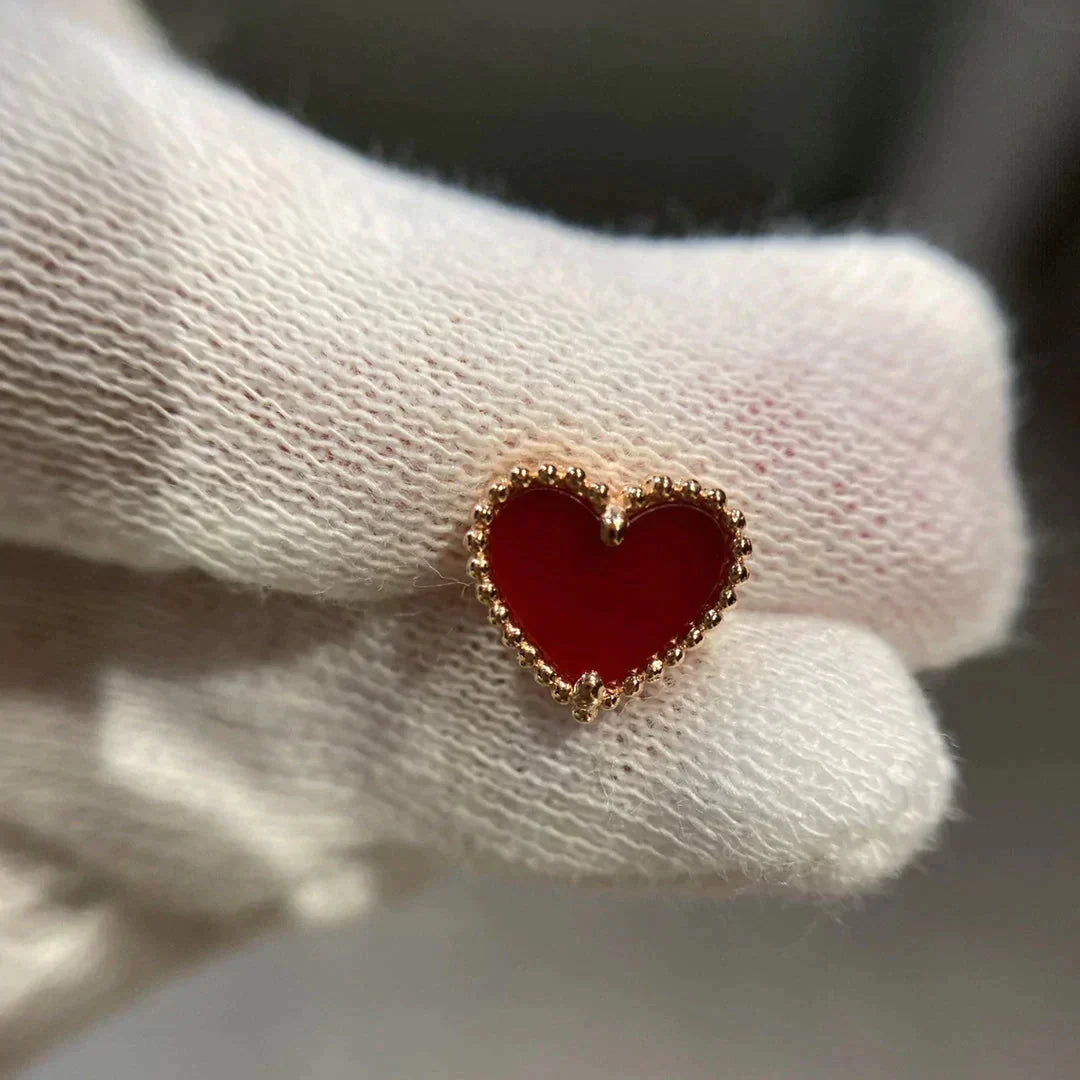[Shinejoy]HEART CARNELIAN STUD EARRINGS