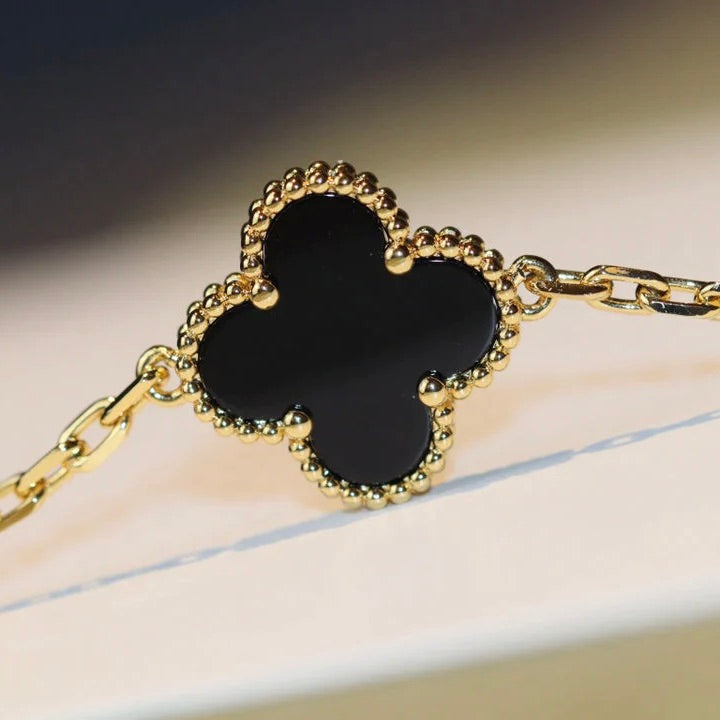 [Shinejoy]CLOVER 20 MOTIFS ONYX NECKLACE