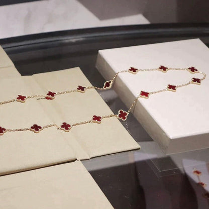 [Shinejoy]CLOVER 20 MOTIFS CARNELIAN NECKLACE