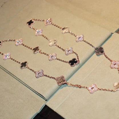 [Shinejoy]CLOVER 20 MOTIFS DARK MOP DIAMOND  NECKLACE