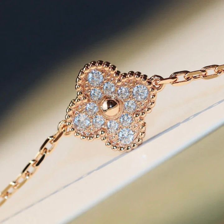 [Shinejoy]CLOVER 20 MOTIFS MALACHITE DIAMOND NECKLACE