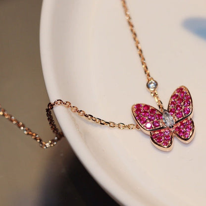 [Shinejoy]BUTTERFLY RED DIAMOND Shinejoy GOLD NECKLACE