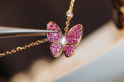 [Shinejoy]BUTTERFLY RED DIAMOND Shinejoy GOLD NECKLACE