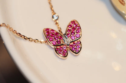 [Shinejoy]BUTTERFLY RED DIAMOND Shinejoy GOLD NECKLACE