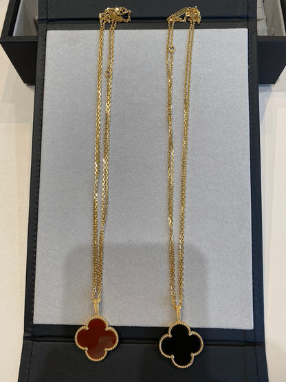 [Shinejoy]CLOVER 25MM NECKLACE GOLD CARNELIAN