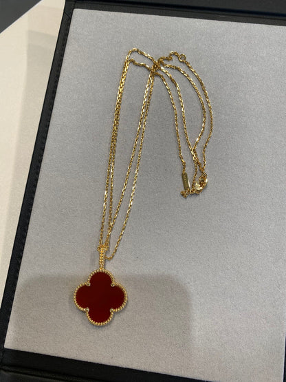[Shinejoy]CLOVER 25MM NECKLACE GOLD CARNELIAN