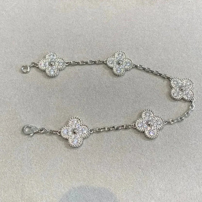 [Shinejoy] CLOVER 5 MOTIF FULL DIAMOND BRACELET COLLECTION