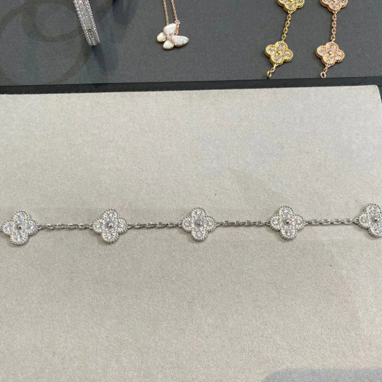 [Shinejoy] CLOVER 5 MOTIF FULL DIAMOND BRACELET COLLECTION