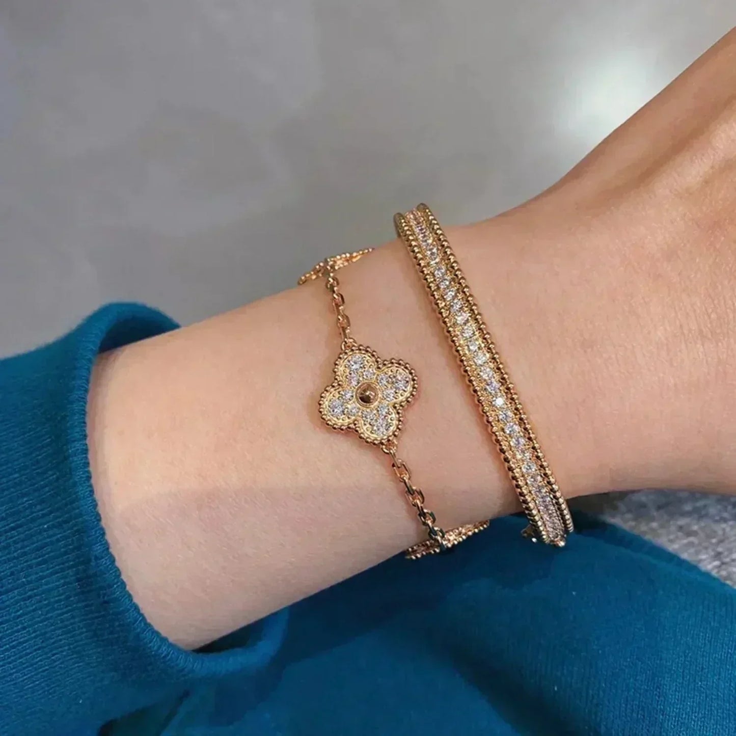 [Shinejoy] CLOVER 5 MOTIF FULL DIAMOND BRACELET COLLECTION
