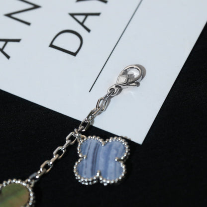 [Shinejoy]CLOVER BRACELET 5 MOTIFS MOP CHALCEDONY SILVER