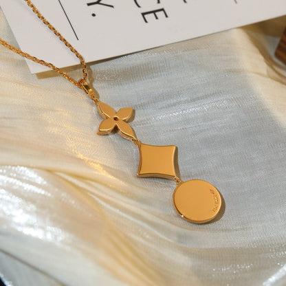 [Shinejoy]STAR AND SUN DIAMOND PINK GOLD NECKLACE