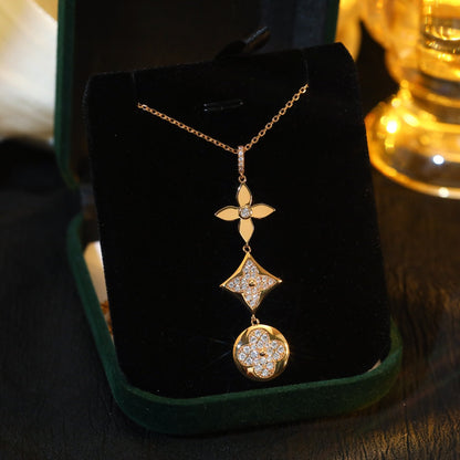 [Shinejoy]STAR AND SUN DIAMOND PINK GOLD NECKLACE
