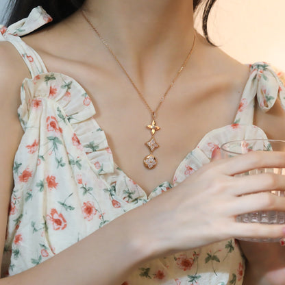 [Shinejoy]STAR AND SUN DIAMOND PINK GOLD NECKLACE