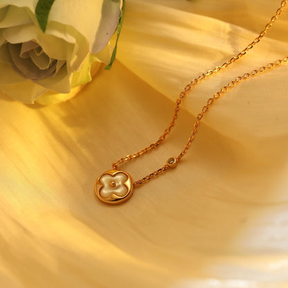 [Shinejoy]SUN PEDANT PINK GOLD 1 DIAMOND NECKLACE