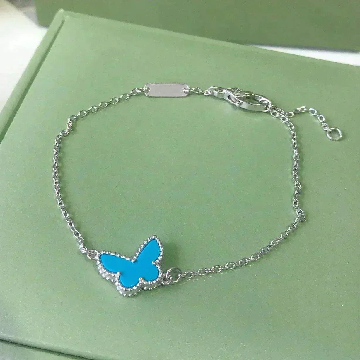 [Shinejoy]BUTTERFLY TURQUOISE BUTTERFLY BRACELET SILVER