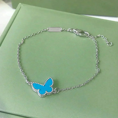 [Shinejoy]BUTTERFLY TURQUOISE BUTTERFLY BRACELET SILVER