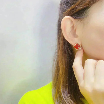 [Shinejoy]CLOVER MEDIUM 1 MOTIFS CARNELIAN  EARRINGS