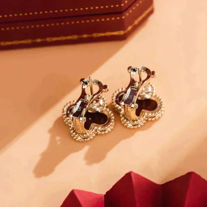 [Shinejoy]CLOVER MEDIUM 1 MOTIFS CARNELIAN  EARRINGS