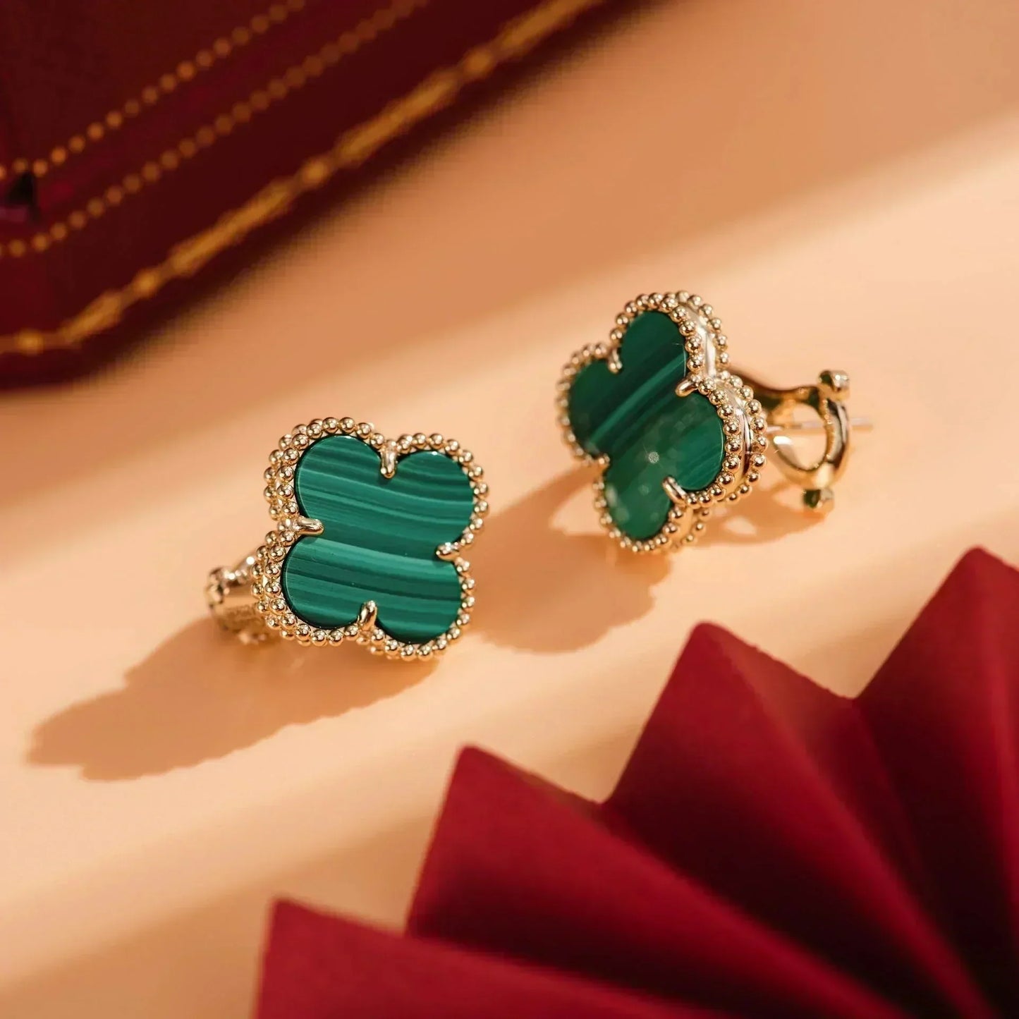 [Shinejoy]CLOVER MEDIUM 1 MOTIFS MALACHITE  EARRINGS