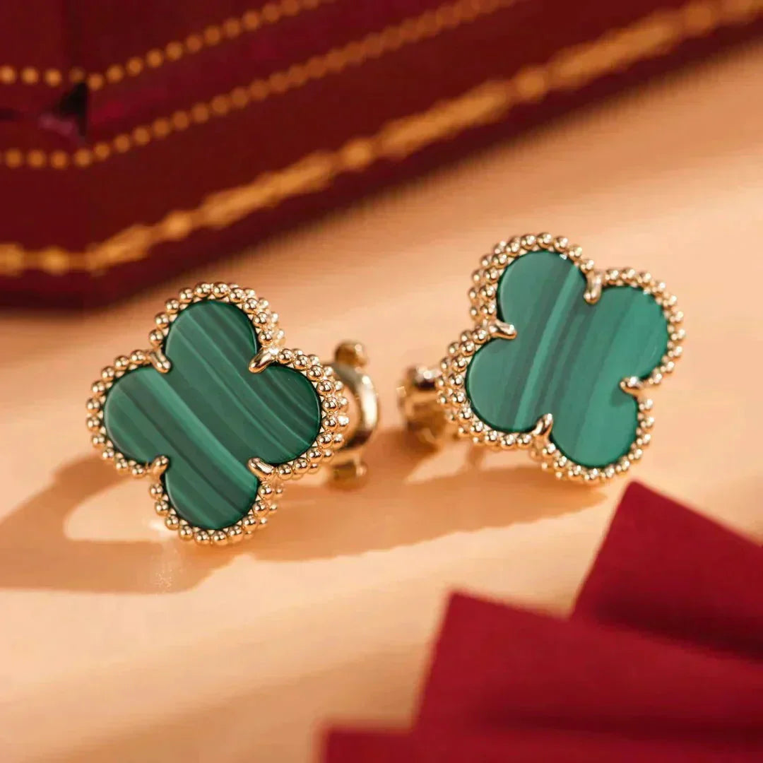 [Shinejoy]CLOVER MEDIUM 1 MOTIFS MALACHITE  EARRINGS