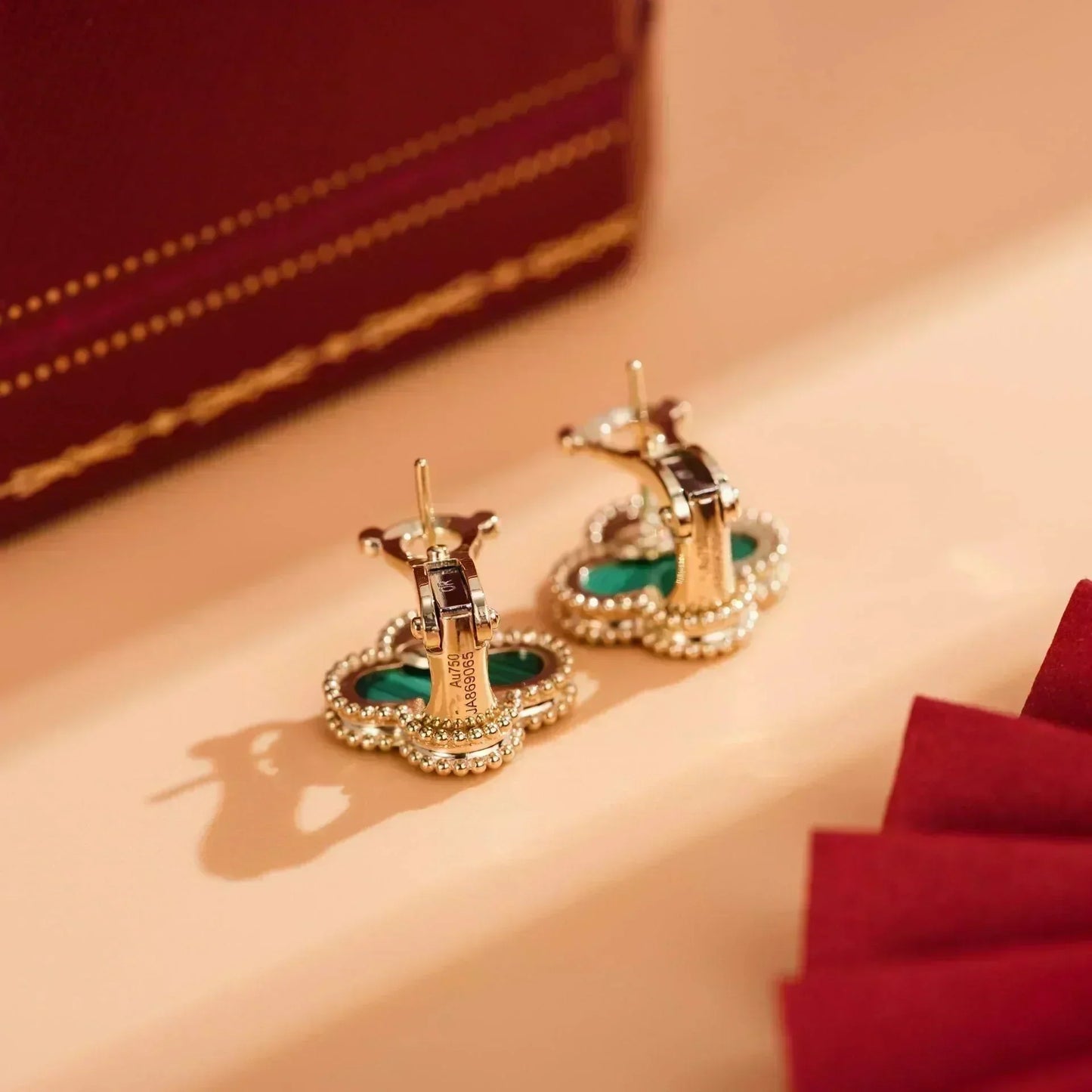 [Shinejoy]CLOVER MEDIUM 1 MOTIFS MALACHITE  EARRINGS