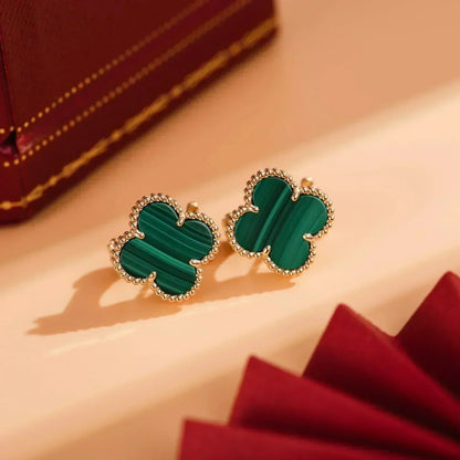 [Shinejoy]CLOVER MEDIUM 1 MOTIFS MALACHITE  EARRINGS