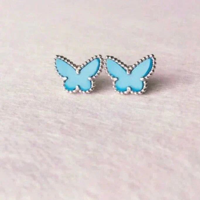 [Shinejoy]BUTTERFLY TURQUOISE EARRINGS SILVER