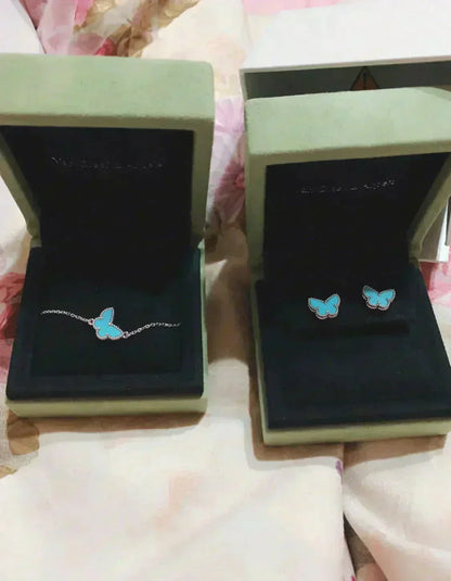 [Shinejoy]BUTTERFLY TURQUOISE EARRINGS SILVER