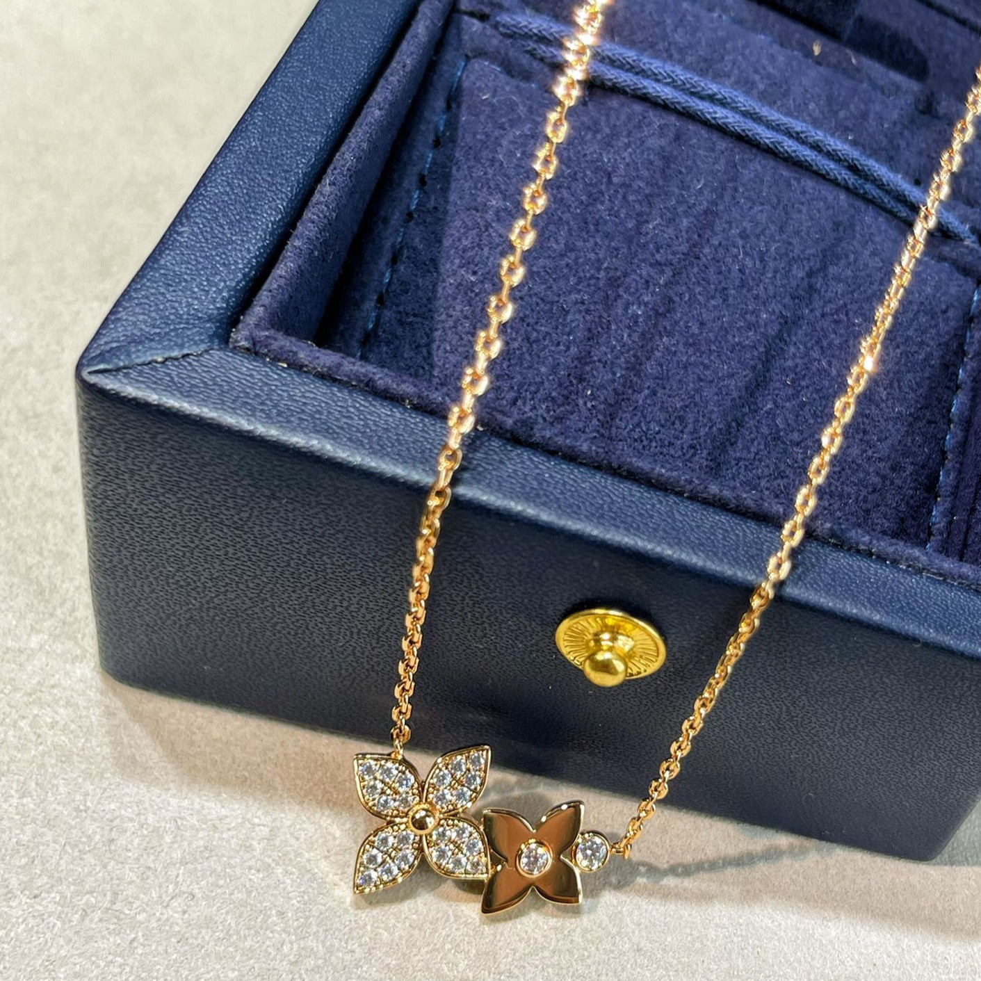 [Shinejoy]STAR BLOSSOM NECKLACE PINK GOLD DIAMONDS