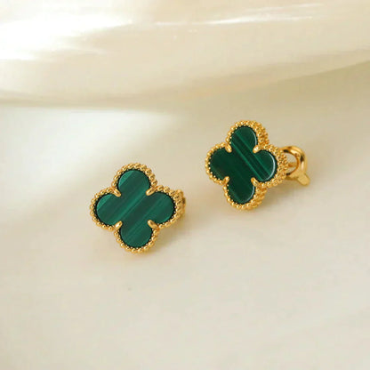 [Shinejoy]CLOVER MEDIUM 1 MOTIFS MALACHITE  EARRINGS