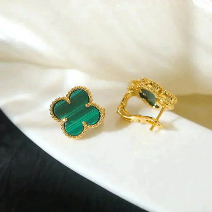 [Shinejoy]CLOVER MEDIUM 1 MOTIFS MALACHITE  EARRINGS