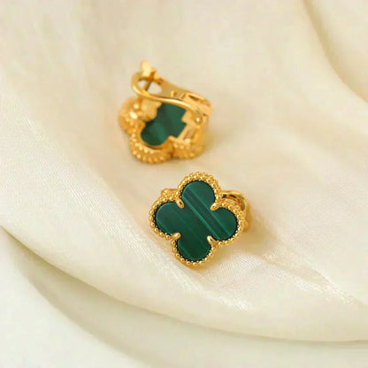 [Shinejoy]CLOVER MEDIUM 1 MOTIFS MALACHITE  EARRINGS