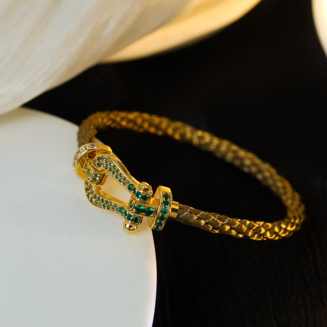 [Shinejoy]FORCE 10 GOLD GREEN DIAMOND PAVED