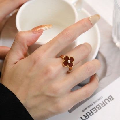 [Shinejoy]CLOVER CARNELIAN RING Shinejoy GOLD DIAMOND