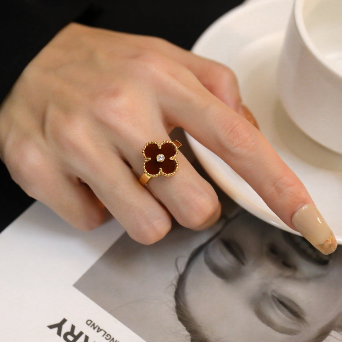 [Shinejoy]CLOVER CARNELIAN RING Shinejoy GOLD DIAMOND