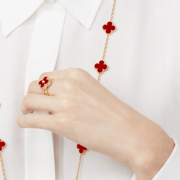 [Shinejoy]CLOVER CARNELIAN RING Shinejoy GOLD DIAMOND