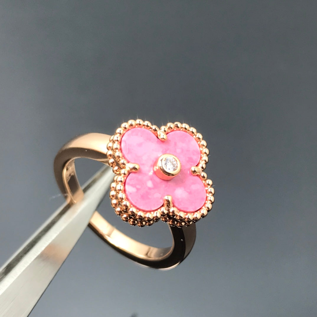 [Shinejoy]CLOVER RHODONITE Shinejoy GOLD RING