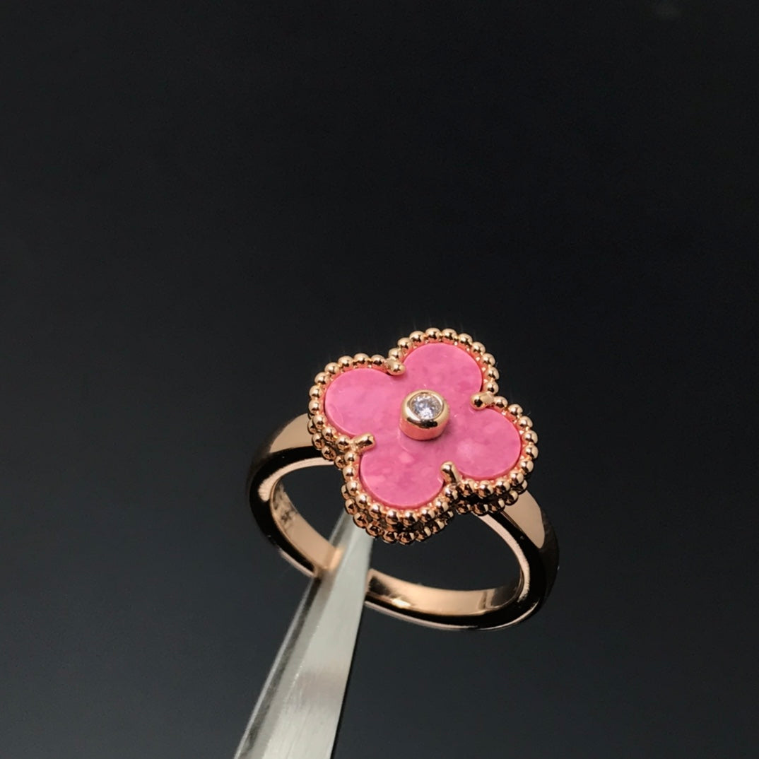 [Shinejoy]CLOVER RHODONITE Shinejoy GOLD RING