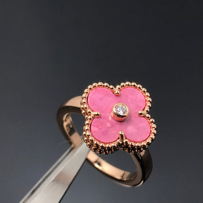 [Shinejoy]CLOVER RHODONITE Shinejoy GOLD RING