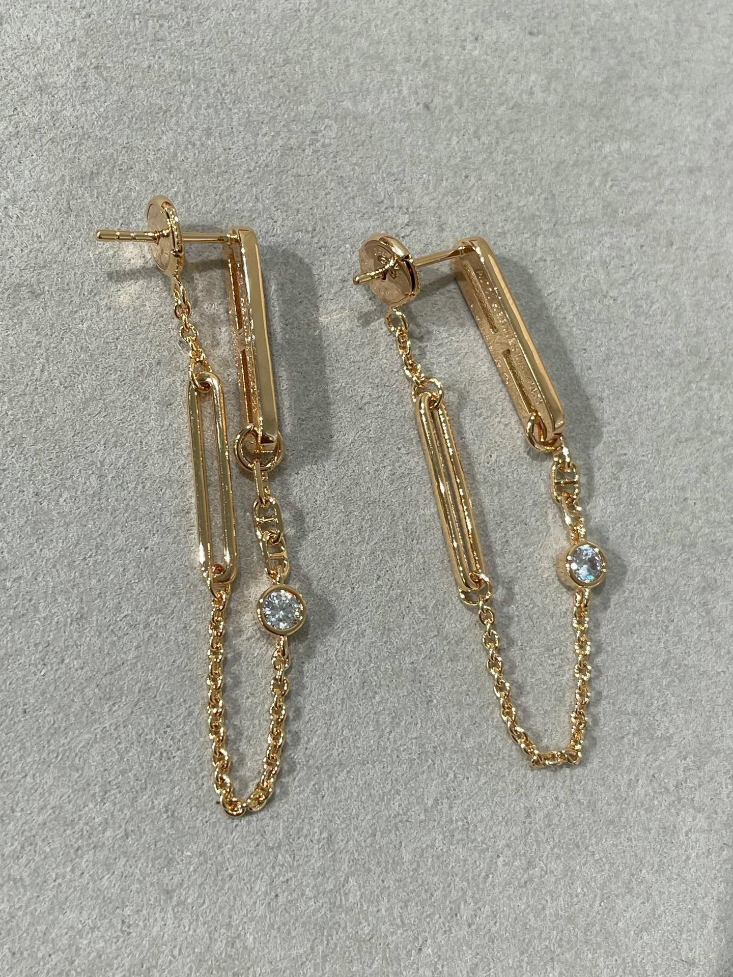 [Shinejoy]CHAINE CHAOS DIAMOND DROP EARRINGS