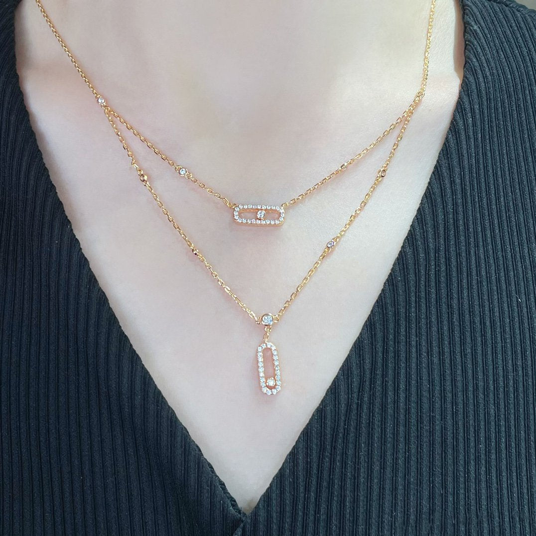 [Shinejoy]MOVE 2 ROW DIAMOND NECKLACE