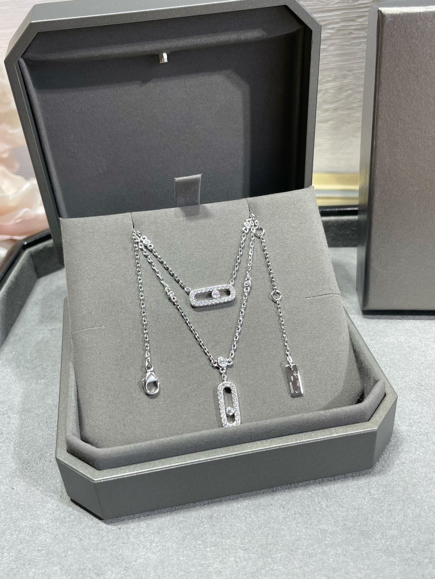 [Shinejoy]MOVE 2 ROW DIAMOND NECKLACE