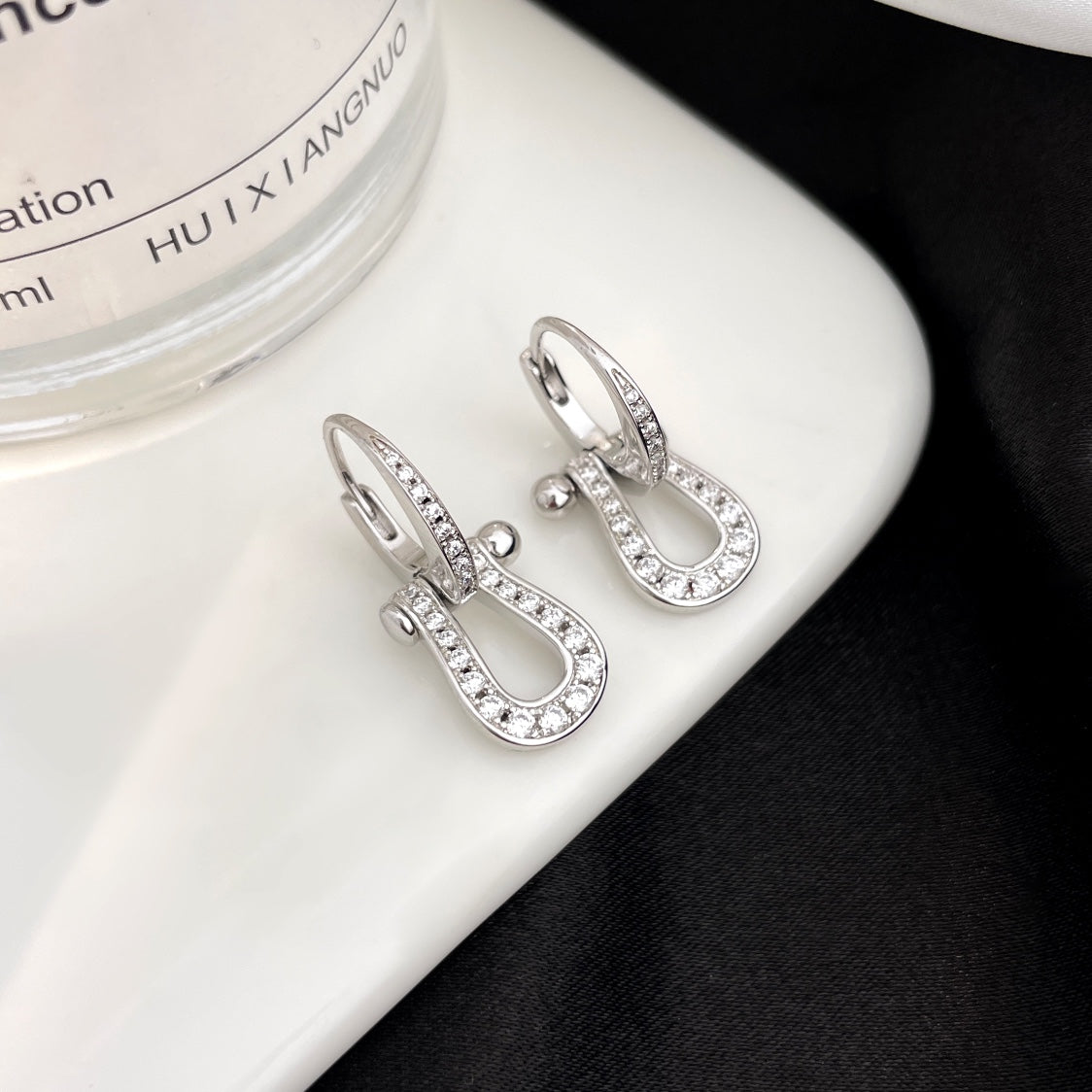 [Shinejoy]FORCE 10 FULL DIAMOND DROP EARRINGS MEDIUM MODEL