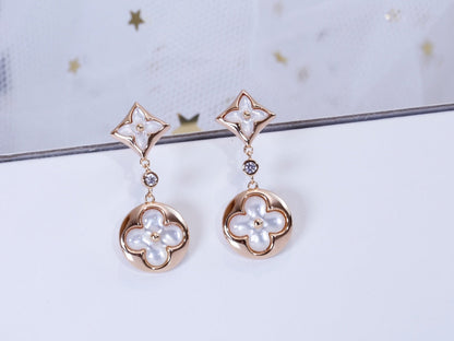 [Shinejoy]STAR AND SUN PINK GOLD MOP DROP EARRINGS