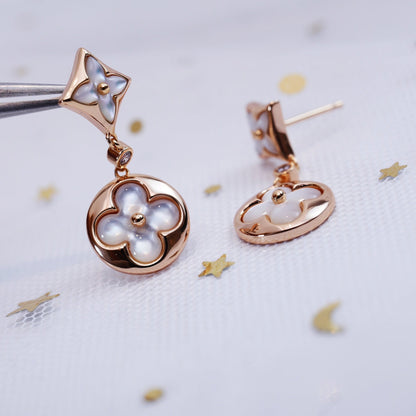 [Shinejoy]STAR AND SUN PINK GOLD MOP DROP EARRINGS