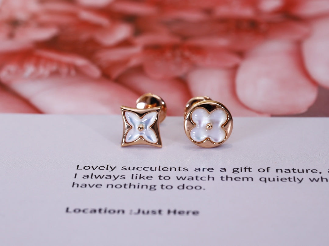 [Shinejoy]STAR AND SUN PINK GOLD MOP STUD EARRINGS